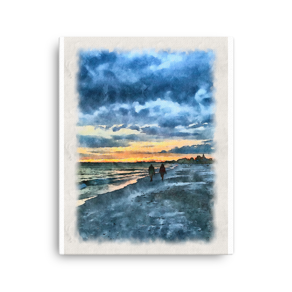 Evening Beach Walk on Canvas