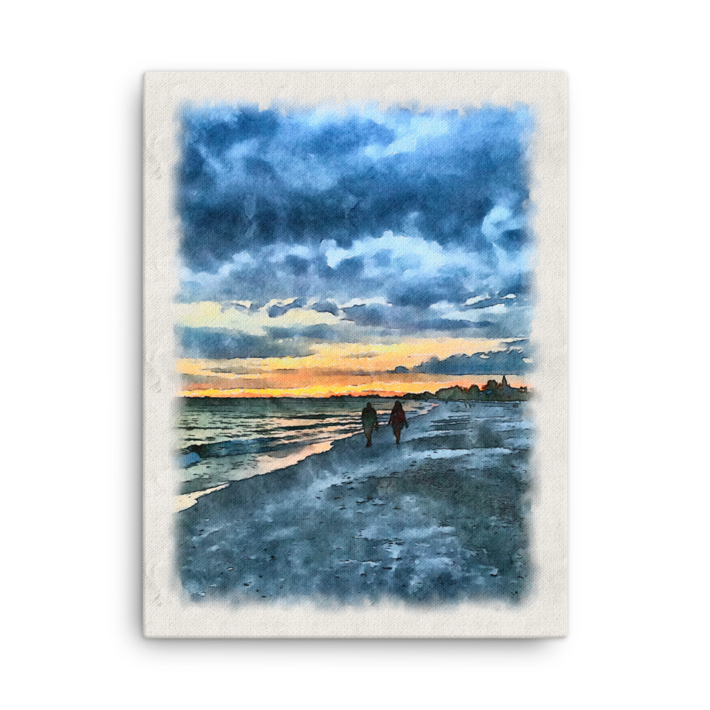 Evening Beach Walk on Canvas